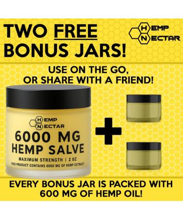 Hemp Nectar 6000 Mg Salve: Perfect for Back Joints Neck HIPS Fingers Knees and Sore Muscles. All Natural Relief Salve - Made in The USA - Buy Online on GoSupps.com