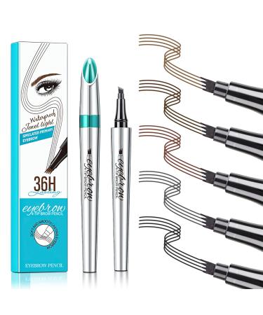 Eyebrow Pencil Eyebrow Microblading Pen - Eyebrow Pen Micro 4 Point Brow Pen Lift & Snatch Eyebrow Eye Makeup Long-Lasting Waterproof & Smudge-proof Natural Eyebrow Hair (Black)