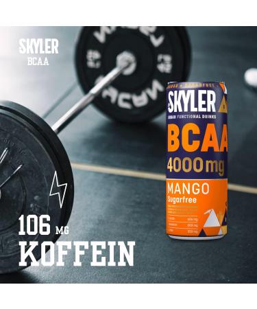 Skyler 4 000 mg BCAA Drink Mango - High-Performance Pre-Workout Booster | 24 x 330 ml | Zero Sugar Low Carb 106 mg Caffeine | International Shipping Available - Buy Online on GoSupps.com