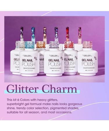 GELLEN Glitter Gel Nail Polish Set - 6 Trendy Diamond Shine Colors for Salon-Quality DIY Manicures - Buy Online on GoSupps.com