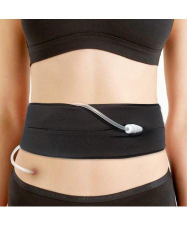 Adjustable PD Belt Peritoneal Dialysis Catheter Holder No-Bounce Accessories with Slits for Safety Support Secure Transfer Set G-Tube PEG Feeding Tube Men Women Patients Black,Medium(29"-41")