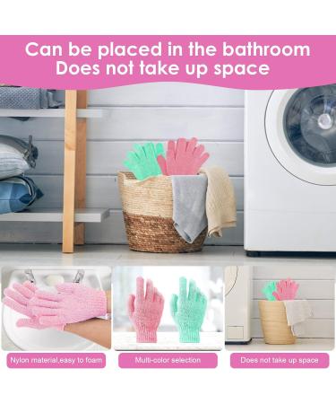 Sibba Bath Gloves - Natural Loofah Exfoliating Wash Gloves for Body and Face - Dead Skin Remover - Double Sided Microfibre Shower Gloves - 2 Pair Pink & Green - Buy Online on GoSupps.com