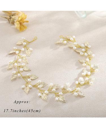 Unicra Wedding Gold Leaf Hair Vine Headpiece for Brides - Bridal Pearl Headband Accessory (15.75in) - Buy Online on GoSupps.com