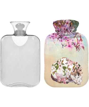 Naanle Hot Water Bottle with Cherry Blossom Cat Cover - 2L for Back Pain Relief Hand & Foot Warmer Neck Comfort & Cold Therapy - Buy Online on GoSupps.com