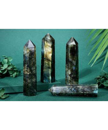 Buy Xiannvxi Labradorite Crystal Tower - 9-10cm Hexagonal Gemstone for Meditation & Energy Healing - Natural Stab Rods - Buy Online on GoSupps.com