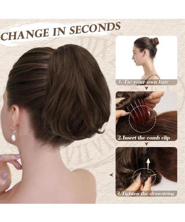 BARSDAR Reades Haardut Extension | Kamm Clip Short Pferance Hair Dutt | Synthetic Chignon for Women - Brown & Blonde Mixed 20cm - Buy Online on GoSupps.com