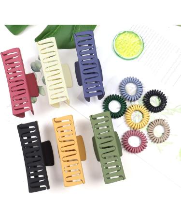 Matte Rectangle Hair Claw Clips - Strong Hold Jumbo Hair Styling Accessories for Women - Non-Slip Catch - 6 Colors (C Set-3) - Buy Online on GoSupps.com