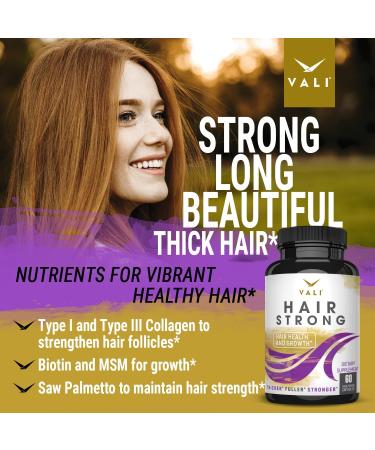 VALI Hair Strong Vitamins with Biotin, Keratin & Collagen - 60 Capsules for Healthier Hair, Skin & Nails - Buy Online on GoSupps.com