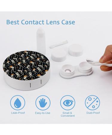 Shop Cute Skull Music Contact Lens Case - Portable Round Storage Kit with Mirror for Travel & Daily Use - Buy Online on GoSupps.com