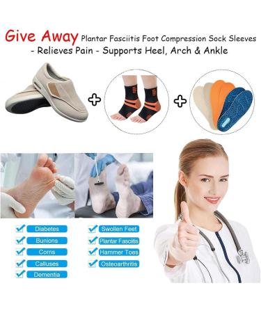 Shop Women's Diabetic Shoes - Adjustable Non-Slip Mesh 3 Pairs Insoles Compression Socks - Perfect Mother's Day Gift - Buy Online on GoSupps.com