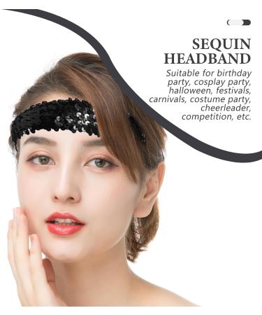 Uonlytech Sequin Headband Adjustable Non Slip Wide Headband Sparkly Black Headband Sports Bling Hairband 1920s Glitter Headdress for Women Girls - Buy Online on GoSupps.com