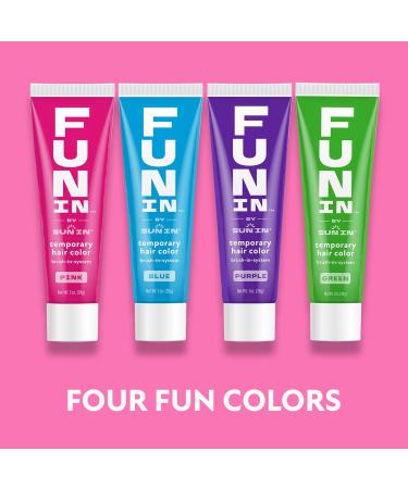 Fun In by Sun In Temporary Hair Color Pink - Easy Brush Applicator Washes Out in One Shampoo Gluten-Free Paraben-Free Alcohol-Free Cruelty-Free - Buy Online on GoSupps.com