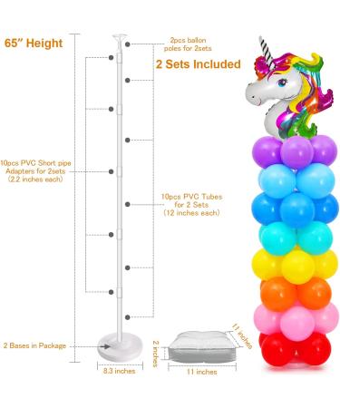 IDAODAN Balloon Column Kit - 2 Set | 65 Inch Height Balloon Tower Stand for Wedding, Baby Shower, Birthday Party Decor - Buy Online on GoSupps.com