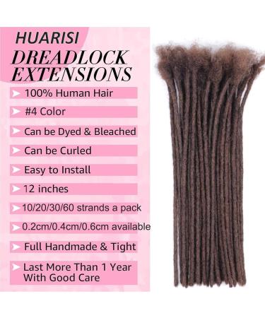 Huarisi 100% Human hair Dreadlocks Extensions for Black Women 12 inch 60 Strands 0.4cm Brown Afro Kinky Hair Fashion Handmade Permanent Loc Extensions Real Hair for Man (#4 60 Locs) 12inch 60 Locs #4 0.4cm - Buy Online on GoSupps.com