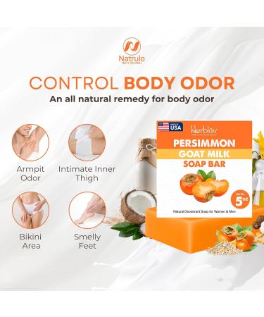 Persimmon Soap Bar | Natural Deodorant for Body Odor Control | Goat Milk Body Wash | Skin Brightening Soap for Men & Women - Buy Online on GoSupps.com