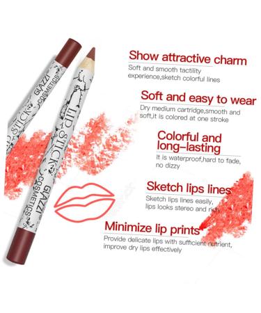 12PCS Waterproof Matte Lip Liner Set - Long-Lasting Lipstick & Eyeliner Makeup Accessories for Women - Buy Online on GoSupps.com