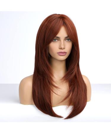 Buy Haircube 23-Inch Long Dark Auburn Synthetic Layered Wig for Women - Perfect for Daily Wear Parties & Cosplay - Buy Online on GoSupps.com