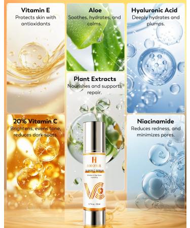 HANYWIL 20% Super Vitamin C Serum for Mature Skin Targets Age Spot & Wrinkle Reduction with Hyaluronic Acid Hydrating Anti-Age Serum 1.7fl oz 1.7 Fl Oz (Pack of 1) - Buy Online on GoSupps.com