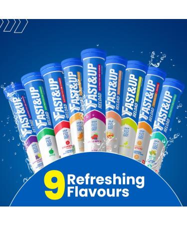 Fast&Up Reload Orange + Caffeine - Instant Electrolytes & Hydration - 80 Effervescent Tablets (4 x 20) - Saver Multipack Orange + Caffeine 20 count (Pack of 4) - Buy Online on GoSupps.com