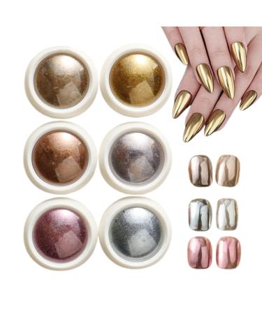 Chrome For Nails 6 Couleurs Miroir Effect Fingernail Chrome | Pigment Poudre De Paillettes Pour Petite Amie S ur Fille 01