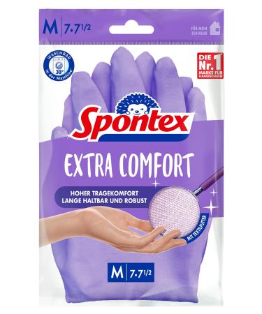 Spontex Extra Comfort premium household gloves with soft textile lining ideal for all cleaning work in the household 30 C washable size M (7-7 5) 1 pair purple m (1 pair) m Extra Comfort