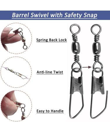 JSHANMEI Fishing Snap Swivels - High Strength Copper & Stainless Steel, Black Nickel Coated - 50pcs (#6-14#) - Buy Online on GoSupps.com