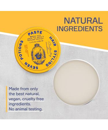 SEVEN POTIONS Hair Styling Paste for Men - 3.4oz Medium Hold Putty - Matte Wax for Textured Finish - Natural, Vegan, Cruelty-Free - Buy Online on GoSupps.com