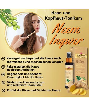SATTVA Vegan Keratin Hair Tonic Repair & Volume Natural Scalp Tonic for Dry & Itchy Scalp Alcohol Free Dermatologically Tested (Neem) - Buy Online on GoSupps.com