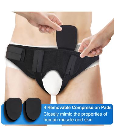 Inguinal Hernia Belt for Men & Women | Adjustable Groin & Waist Straps | Customizable Fit & 4 Removable Pads | Comfortable Truss for Post-Surgery & Prevention | One Size Fits Most - Buy Online on GoSupps.com