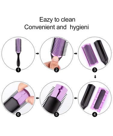 2-Piece Hair Brush Set for Curly Hair Styling - Nylon Bristle Styling Brush & Travel Hair Brush with Anti-static Pad - Purple - Buy Online on GoSupps.com