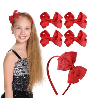 Sibba Red Bow Headband Clip Barrettes 5-Piece Set for Halloween Christmas Cosplay Party - Buy Online on GoSupps.com