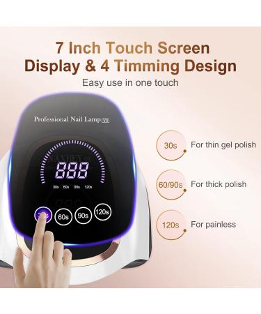 Naxbey UV Gel Nail Lamp 168W - Professional 7.5-inch LCD Touchscreen 4 Timer Settings Car Sensor - Perfect for Beginners & Home Salon - Buy Online on GoSupps.com