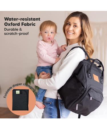 KeaBabies Waterproof Diaper Bag Backpack - Trendy Black | Multi-Function Baby Travel Bag - Buy Online on GoSupps.com