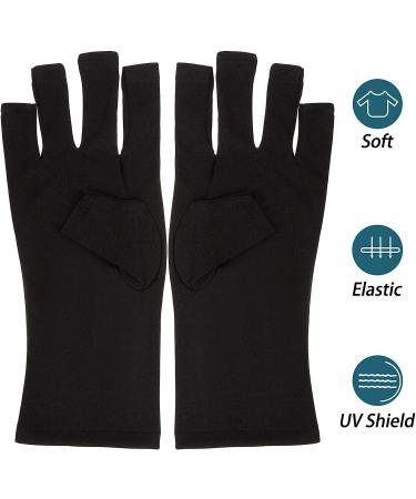 Bouttarro Anti UV Gloves for Gel Nail Lamp Protection - Black Stretchy Fingerless Gloves for Manicures at Home & Outdoors - Buy Online on GoSupps.com