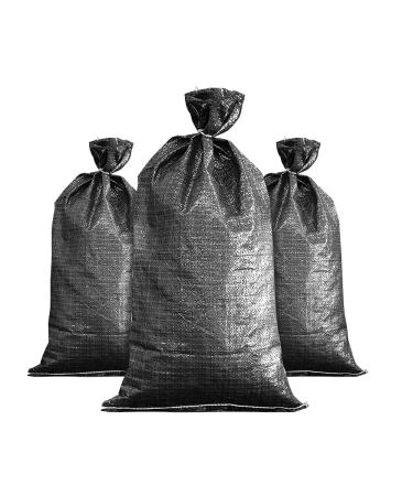 FAMI Empty Black Sandbags with Ties 16" x 25" - Woven Polypropylene Sand Bags, Sandbags for Flooding, Sand Bags Flood Protection(10 Bags) 10 Pack