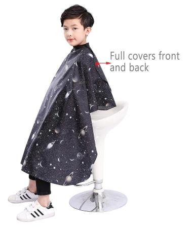 Black Space Printing Kids Haircut Cape for Boys | Barber Cape Cover for Hair Cutting & Styling - Ideal for Shampoo Sessions - Buy Online on GoSupps.com