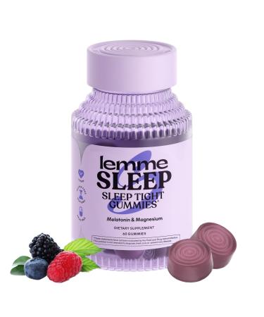 Lemme Sleep Gummies with 5mg Melatonin Elderberry Magnesium L-Theanine Chamomile and Lavender Drug-Free Nighttime Sleep Aid Gluten Free Gelatin Free Non GMO Berry Flavored (60 Count)