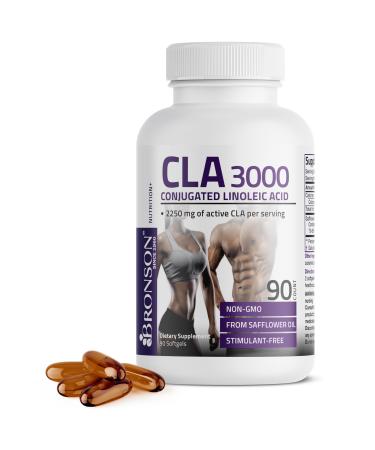 Bronson CLA 3000 Extra High Potency Supports Healthy Weight Management Lean Muscle Mass Non-Stimulating Conjugated Linoleic Acid, 90 Softgels 90 Count (Pack of 1)
