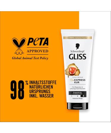 Gliss Total Repair Intensive Treatment 1 Minute (200 ml) - Liquid Keratin Hair Treatment for Dry and Damaged Hair - Effective from 1 Minute - Buy Online on GoSupps.com