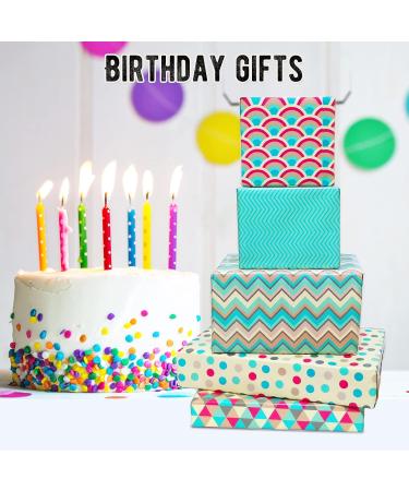 Wrapping Paper Sheets - Birthday Wrapping Paper Set Included 6 Pack Gift Wrap Papers and Gift Sticker & Ribbon - Eco Gift Wrapping Paper Birthday Paper Present Wrapping Paper for Women Men Female Girls Boys Male Adult Any Occasion - Buy Online on GoSupps.com