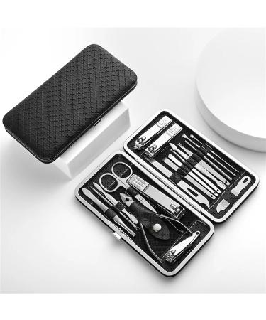 Nail Clippers Set Home Nail Clipper Set of 18 Pieces Large Size Dead Skin Pliers Diagonal to Remove Dead Skin Small Eyebrow Clipper Leather Sleeve Nail Care kit(Black) - Buy Online on GoSupps.com