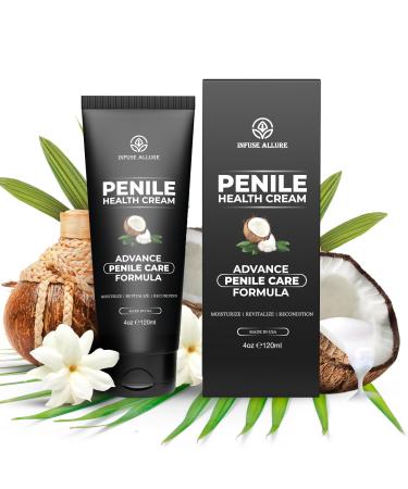 Penile Health Creme - Premium Penile Health Cream Moisturizer - Deep Hydration Supports Skin Health Anti-Chafing Vitamin-Rich for Enhanced Sensitivity and Sensation - 4oz (120ml)