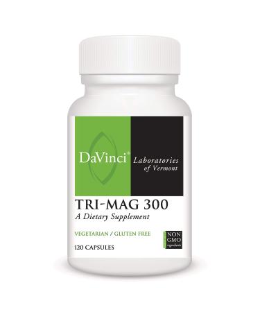 Davinci Laboratories Tri-Mag 300mg Magnesium Taurate Glycinate Malate Support Supplement  120 Capsules - Vegetarian  Non-GMO Ingredients