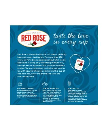 Red Rose Teas Black Tea - 600 Tea Bags (6 Boxes) | Original Black Flavor - Buy Online on GoSupps.com