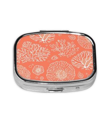 he Marine Theme with Beautiful Corals Pill Box 2 Compartment Medicine Pill Case Portable Metal Pill Organizer Vitamin Travel Case Pill Holder for Purses