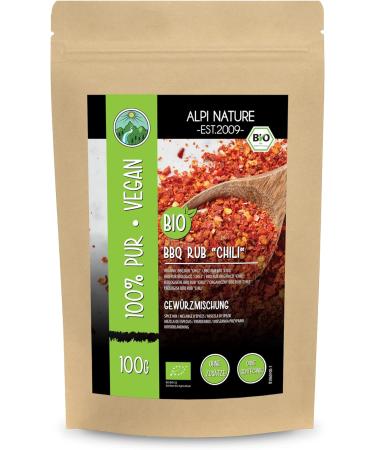 Organic Chili BBQ Rub | Grilling Spice Mix | 100% Natural & Additive-Free | 100g (3.5oz) - Buy Online on GoSupps.com