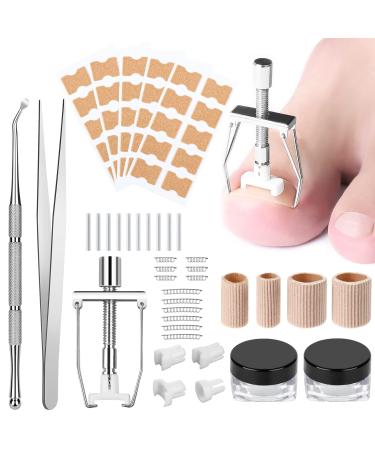 Ingrown Toenail Treatment  Professional Ingrown Toenail Removal Kit Includes Ingrown Toenail Corrector  Tweezer  10pcs Corrector Strips  12pcs Podiatry Toenail Braces and 50pcs Toenail Corrector Patch