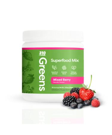 310 Nutrition Organic Superfood Greens Powder Super Green Powder Supplement with Daily Greens Spirulina Vegetable Enzymes & Antioxidants Immunity Boost Mixed Berry 30 Servings Greens - Mixed Berry