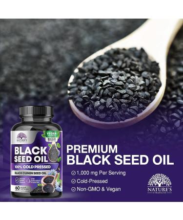 Premium Black Seed Oil Softgel Capsules - Cold Pressed Nigella Sativa Supplement for Immune Support & Joint Health - Omega 3 6 9 Antioxidant Blend - Gluten-Free & Vegan - 60 Count - Buy Online on GoSupps.com