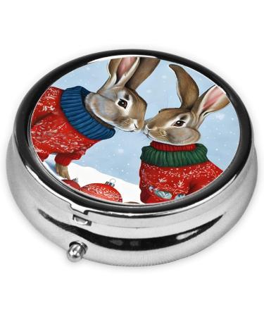 Bunny Rabbit Round Pill Box - 3 Compartment Mini Travel Organizer for Vitamins & Medicine | Portable Decorative Purse Case - Buy Online on GoSupps.com